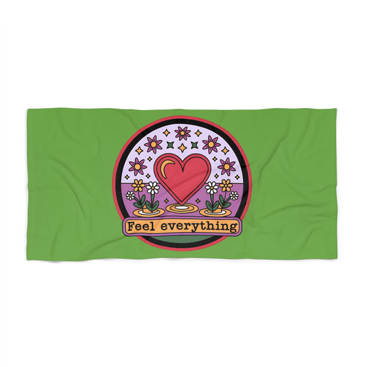 Colorful Beach Towel with 'Feel Everything' Design | Summer Essentials, Poolside Fun, Vacation Gear, Gift for Beach Lovers, Vibrant Towels