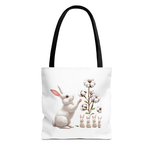 Cute Bunny Tote Bag for Spring, Easter Bag, Eco-Friendly Tote, Gardening Gift, Animal Lover Bag