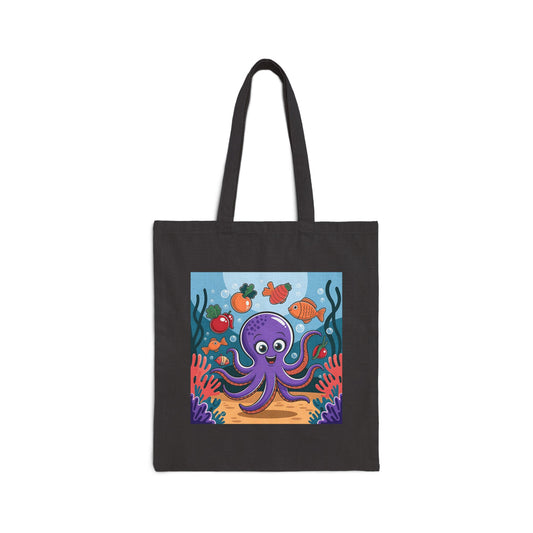 Cute Octopus Tote Bag, Eco-Friendly Shopping Bag, Beach Bag, Gift for Ocean Lovers, Reusable Canvas Tote, Fun Marine Life Art