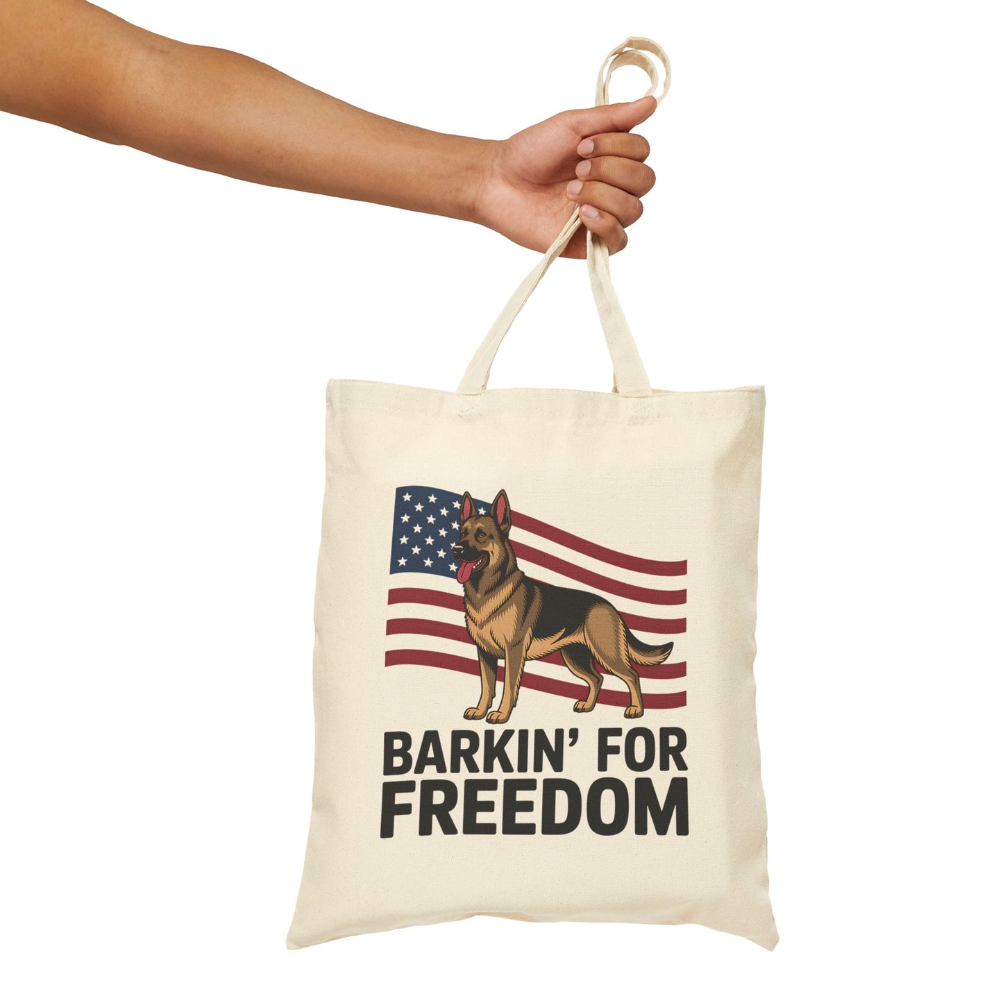 Patriotic Dog Lover Tote Bag - Barkin' for Freedom, Eco-Friendly Shopping Bag, Gift for Pet Owners, USA Flag Canvas Bag, Animal Rights [...]