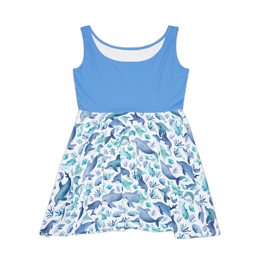 Ocean-Inspired Women's Skater Dress - Perfect for Beach Days & Summer Celebrations