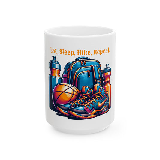 Eat Sleep Hike Repeat Ceramic Mug – Perfect for Sports Lovers