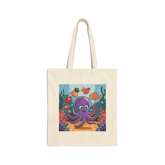 Cute Octopus Tote Bag, Eco-Friendly Shopping Bag, Beach Bag, Gift for Ocean Lovers, Reusable Canvas Tote, Fun Marine Life Art