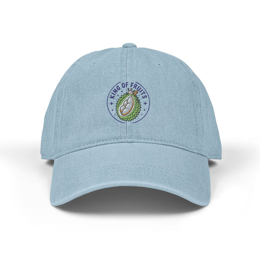 Kings of Fruits Embroidered Denim Hat, Casual Cap, Gift for Fruit Lovers, Trendy Beach Hat, Summer Accessory, Fashionable Headwear
