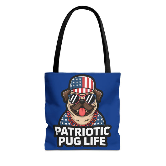 Patriotic Pug Tote Bag, Fun Dog Lover's Accessory, Perfect for Independence Day or Any Celebration
