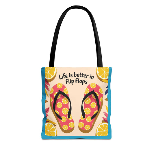 Beach Vibes Tote Bag - Summer Essentials, Fun Beach Accessory, Flip Flop Lover Gift, Vacation Tote, Relaxing Day Out