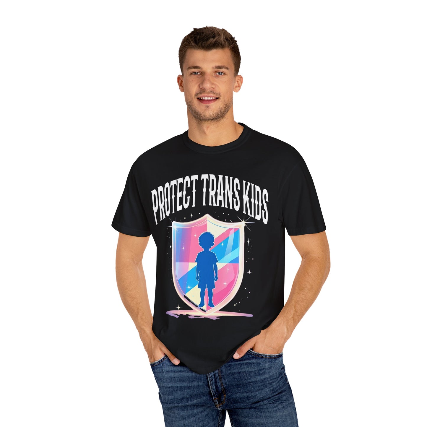 Protect Trans Kids Garment-Dyed T-shirt, Unisex Graphic Tee for Pride, Equality Advocacy Shirt, LGBTQ+ Support, Gift for Allies