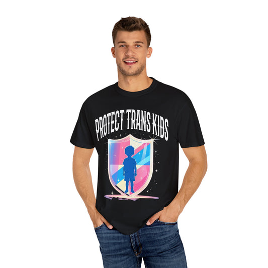 Protect Trans Kids Garment-Dyed T-shirt, Unisex Graphic Tee for Pride, Equality Advocacy Shirt, LGBTQ+ Support, Gift for Allies