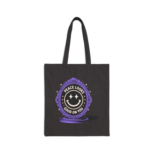 Peace Looks Good on You Tote Bag | Eco-friendly Canvas Bag | Boho Chic | Perfect Gift for Earth Day, Yoga Lovers, Trendy Shopping