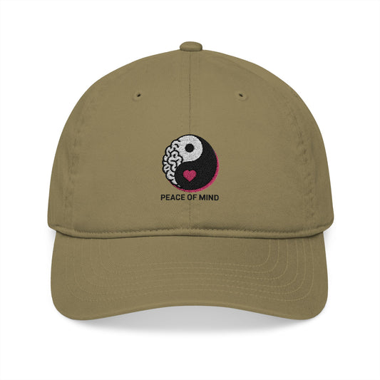 Organic Baseball Cap with Peace of Mind Embroidery, Eco-Friendly Hat, Casual Summer Accessory, Gift for Mindfulness Enthusiasts, [...]