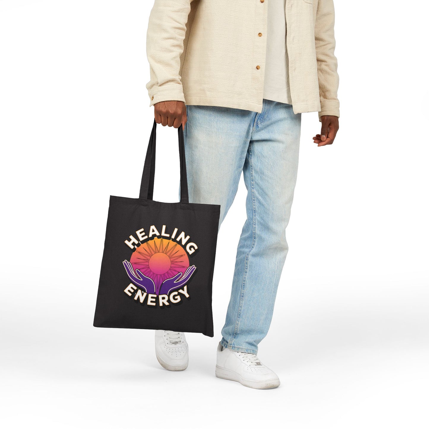 Healing Energy Tote Bag | Eco-Friendly Shopper, Yoga Bag, Gift for Wellness, Nature Lover, Conscious Living