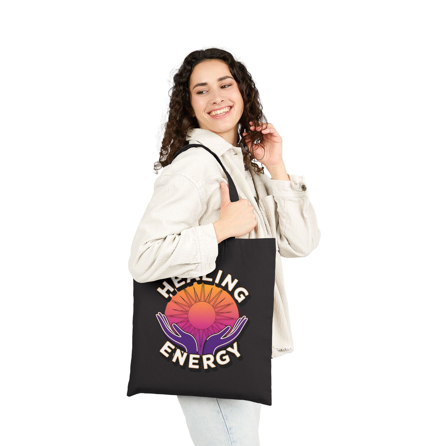 Healing Energy Tote Bag | Eco-Friendly Shopper, Yoga Bag, Gift for Wellness, Nature Lover, Conscious Living