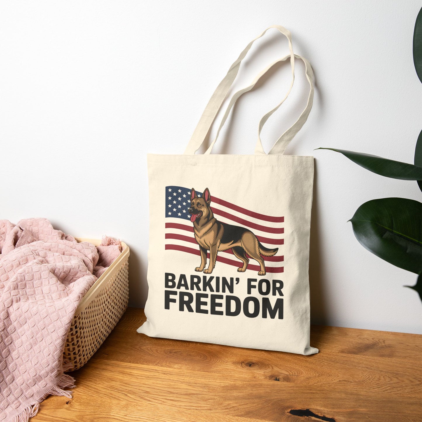 Patriotic Dog Lover Tote Bag - Barkin' for Freedom, Eco-Friendly Shopping Bag, Gift for Pet Owners, USA Flag Canvas Bag, Animal Rights [...]