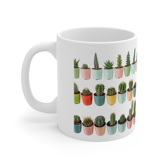 Colorful Cactus Mug - 11oz Ceramic Coffee Cup for Plant Lovers