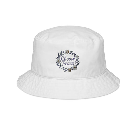 Embroidered Bucket Hat - Choose Peace, Summer Fashion Accessory, Gift for Her, Outdoor Sun Hat, Casual Style, Festival Headwear, [...]