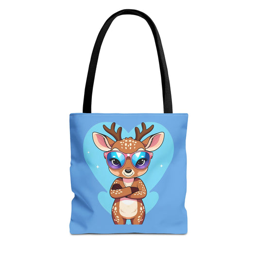 Whimsical Deer Tote Bag, Cute Animal Bag, Eco-Friendly Shopper, Adventurer Gift, Kids Bag, Animal Lover Gift, Cartoon Design
