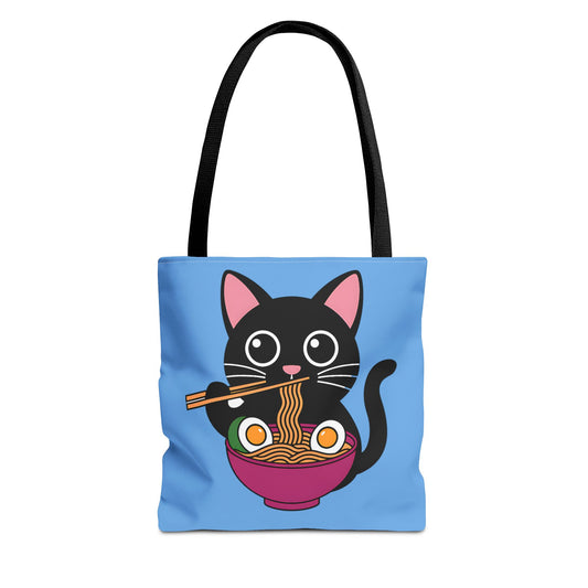 Cute Cat Noodle Tote Bag | Animal Lover Gift, Beach Bag, Shopping Tote, Foodie Accessory, Pet Lover's Bag