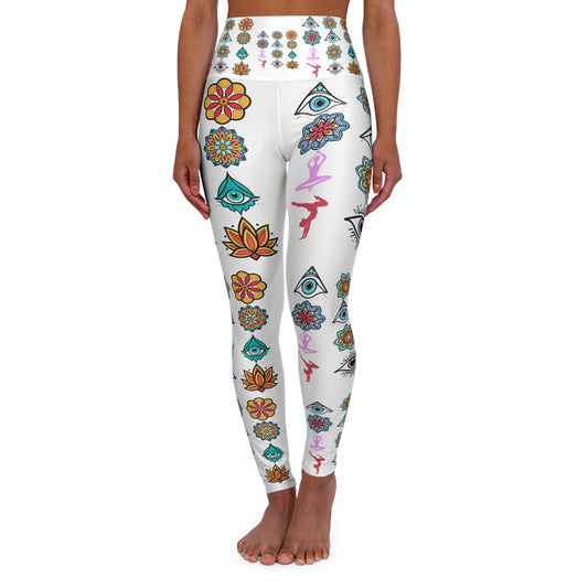 Bohemian High Waisted Yoga Leggings - Colorful Floral Design for Active Lifestyle