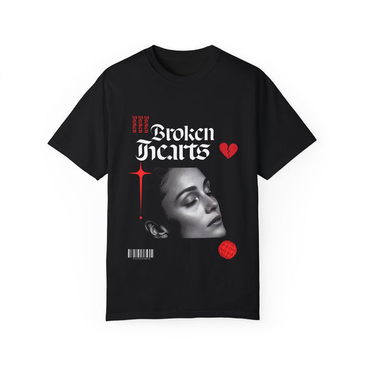 Broken Hearts Unisex Garment-Dyed T-Shirt - Trendy Graphic Tee for Casual Looks