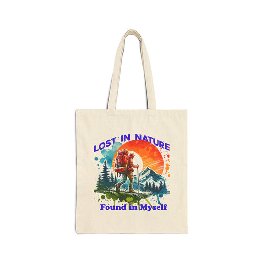 Lost in Nature Cotton Canvas Tote Bag - Eco-Friendly Adventure Carryall