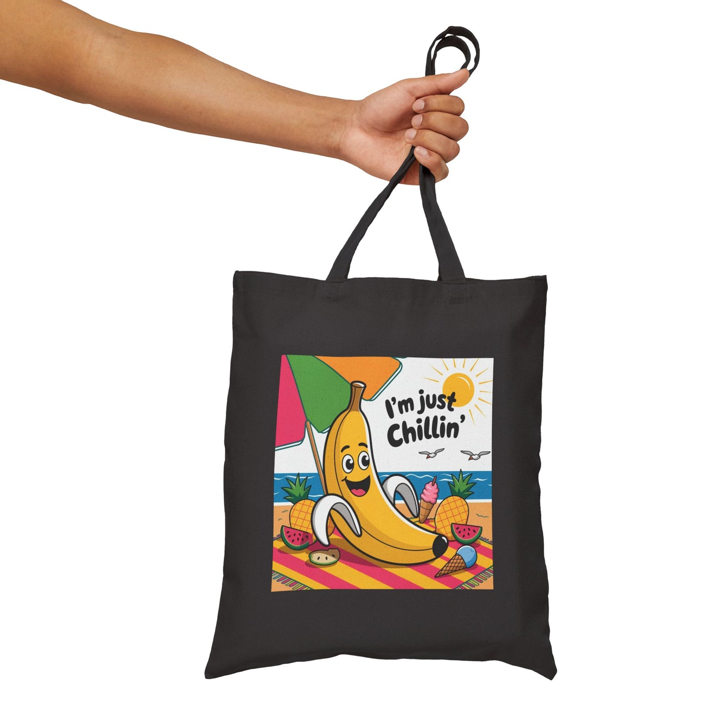 Fun Banana Tote Bag - I'm Just Chillin' Bag, Eco-Friendly Shopping Bag, Summer Beach Bag, Cute Gift for Friends, Everyday Use