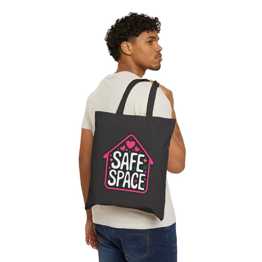 Safe Space Cotton Canvas Tote Bag | Eco-Friendly, Reusable Shopping Bag, Gift for Friends, Beach Bag, Student Essentials, Affirmation Tote