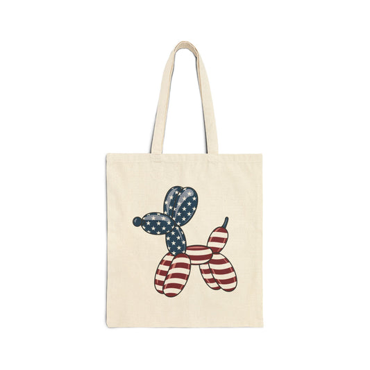 Patriotic Balloon Dog Tote Bag, Reusable Grocery Bag, Eco-Friendly Carrier, Fourth of July Shopping Bag, Cute Gift for Dog Lovers