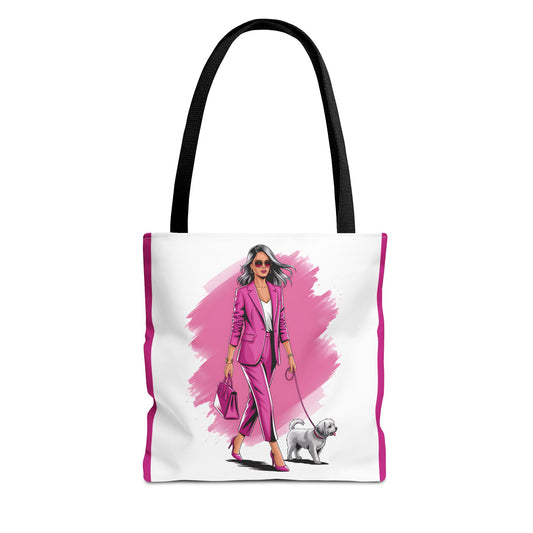Chic Dog Walker Tote Bag, Fashionable Tote, Pink Tote, Pet Lover Gift, Stylish Shopping Bag, Daily Use Bag, Trendy Handbag