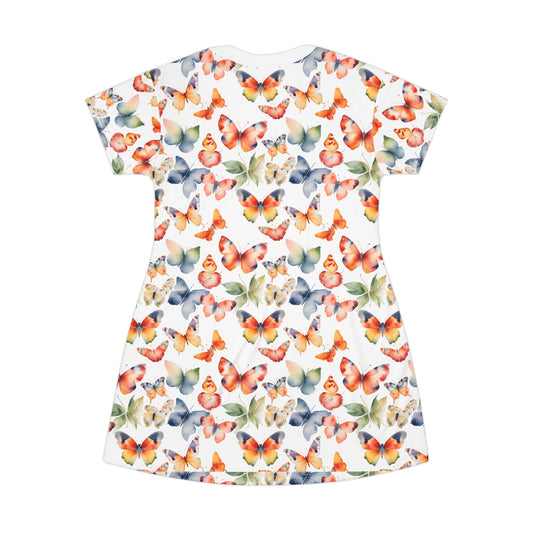 Butterfly Print T-Shirt Dress for Spring & Summer Style