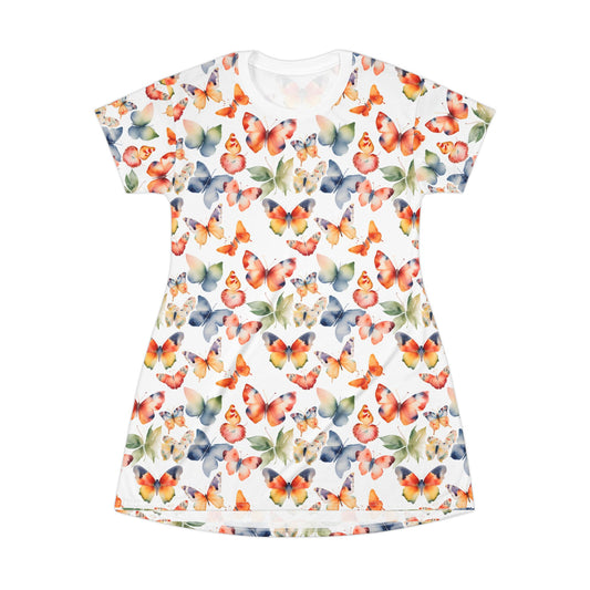Butterfly Print T-Shirt Dress for Spring & Summer Style