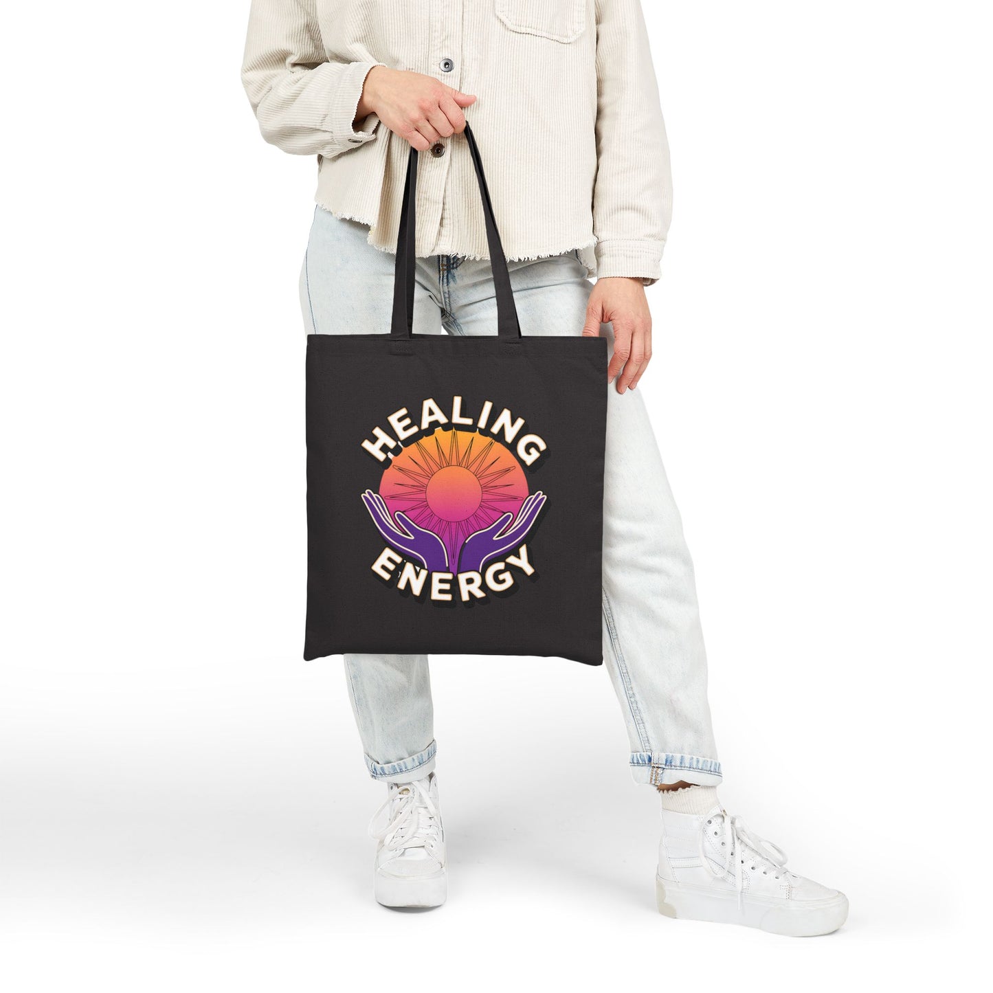 Healing Energy Tote Bag | Eco-Friendly Shopper, Yoga Bag, Gift for Wellness, Nature Lover, Conscious Living
