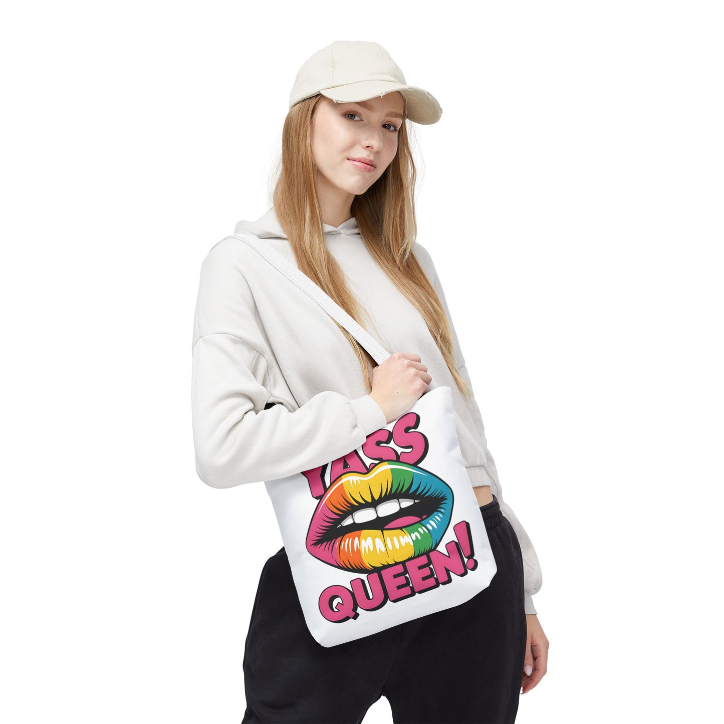 Yass Queen Tote Bag - Rainbow Lips Design for LGBTQ+ Pride and Empowerment