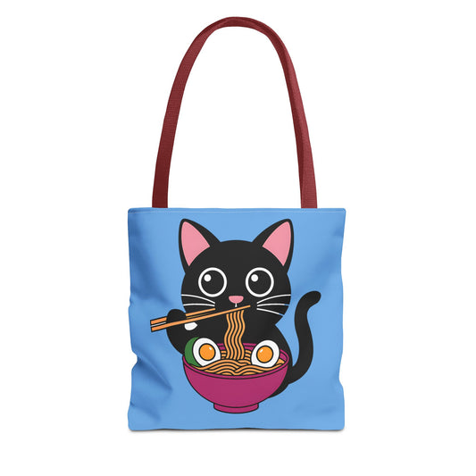 Cute Cat Noodle Tote Bag | Animal Lover Gift, Beach Bag, Shopping Tote, Foodie Accessory, Pet Lover's Bag