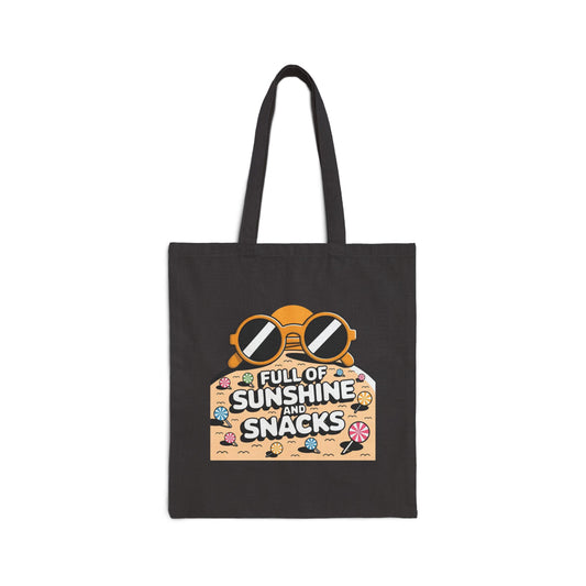 Sunny Snacks Cotton Canvas Tote Bag | Beach Bag, Grocery Tote, Summer Accessory, Gift for Food Lovers, Eco-Friendly Shopping Bag