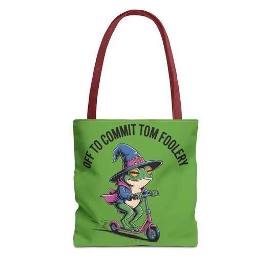 Whimsical Frog Tote Bag, Off to Commit Tom Foolery, Funny Gift, Eco-Friendly Shopping, Ideal for Parties, Casual Everyday Use