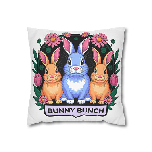 Bunny Bunch Pillowcase - Cute Rabbit Decorative Pillow for Easter and Spring