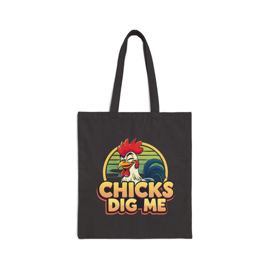 Chicks Dig Me Tote Bag | Funny Tote | Gift for Chicken Lovers | Eco-Friendly Shopping Bag | Quirky Canvas Bag