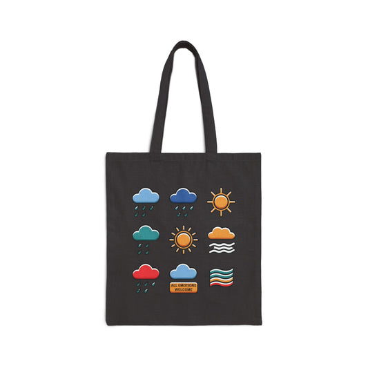 Sunny Days Cotton Canvas Tote Bag, Eco-Friendly Shopping Bag, Beach Day Tote, Weather Vibes Bag, Gift for Nature Lovers