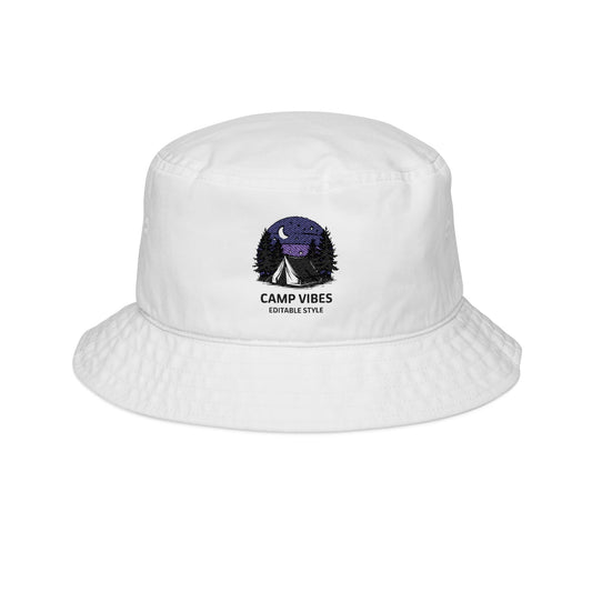 Camp Vibes Embroidered Bucket Hat, Summer Hat, Outdoor Hat, Gift for Campers, Trendy Fashion Accessory