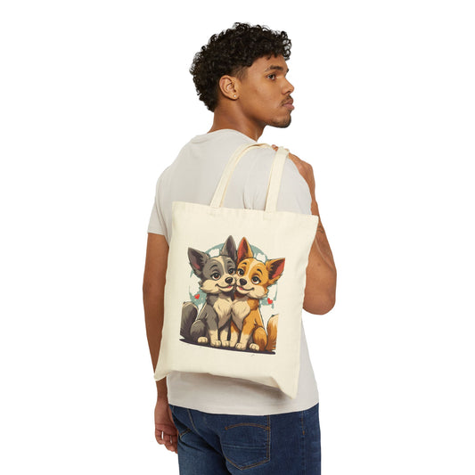 Cute Corgi Love Cotton Canvas Tote Bag - Dog Lovers Gift, Animal Tote, Eco-Friendly Bag, Pet Lovers Shopping Bag, Fun Pet Accessories
