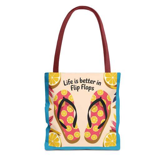 Beach Vibes Tote Bag - Summer Essentials, Fun Beach Accessory, Flip Flop Lover Gift, Vacation Tote, Relaxing Day Out