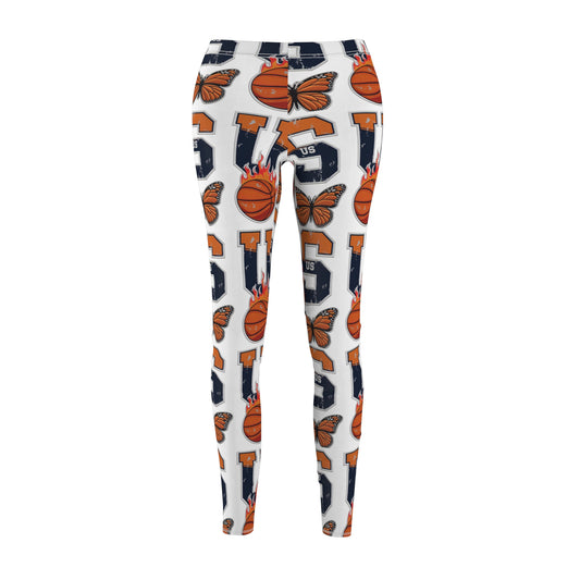 Women's Casual Leggings with Butterfly and Basketball Design