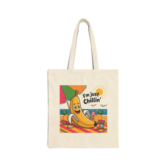 Fun Banana Tote Bag - I'm Just Chillin' Bag, Eco-Friendly Shopping Bag, Summer Beach Bag, Cute Gift for Friends, Everyday Use