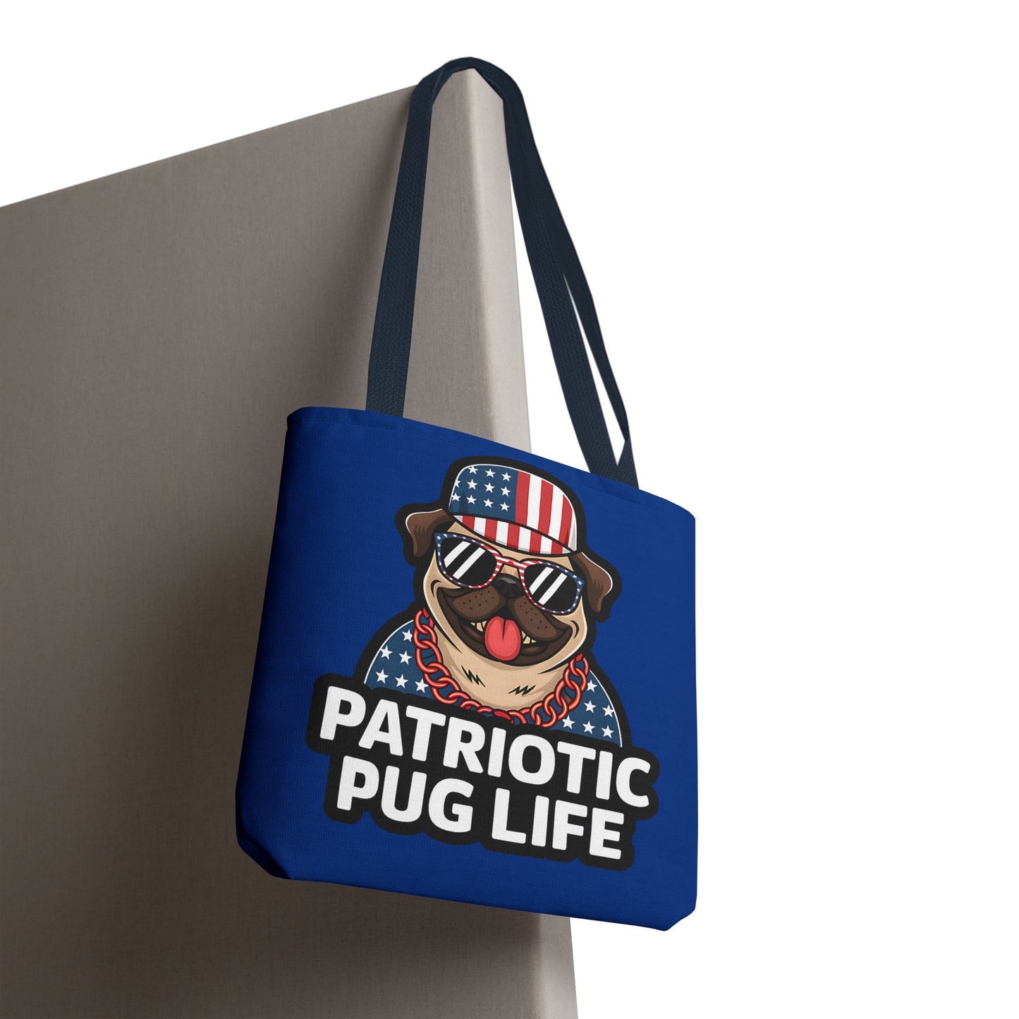 Patriotic Pug Tote Bag, Fun Dog Lover's Accessory, Perfect for Independence Day or Any Celebration