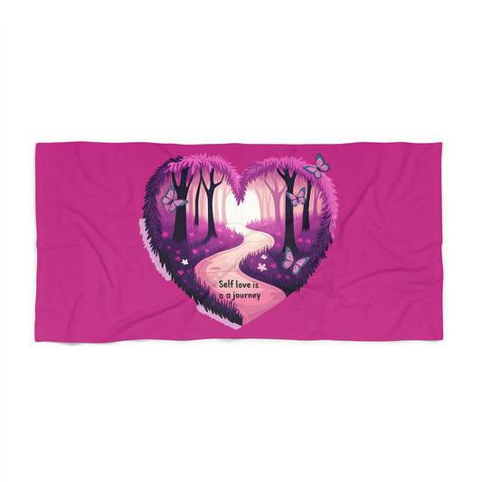 Heartful Journey Beach Towel, Self Love Towel, Summer Beach Accessory, Poolside Essential, Gift for Beach Lovers, Inspirational Towel