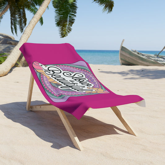 Chic Beach Towel - 'Slow is Beautiful' - Boho Coastal Decor, Summer Essentials, Poolside Must-Have, Gift for Beach Lovers