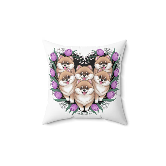 Adorable Pomeranian Floral Pillow - Perfect for Pet Lovers