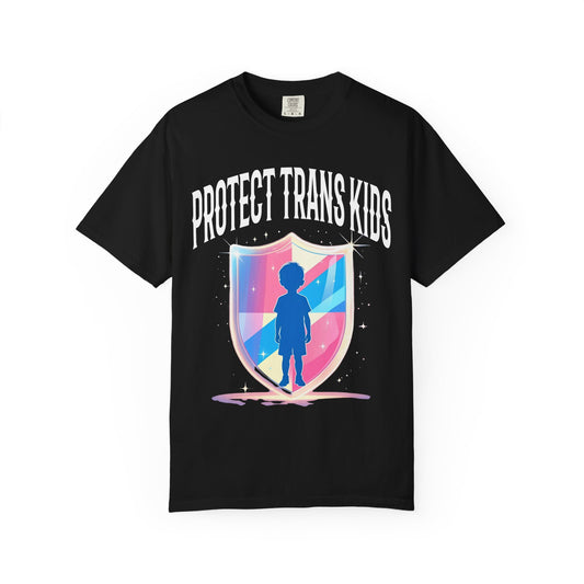 Protect Trans Kids Garment-Dyed T-shirt, Unisex Graphic Tee for Pride, Equality Advocacy Shirt, LGBTQ+ Support, Gift for Allies