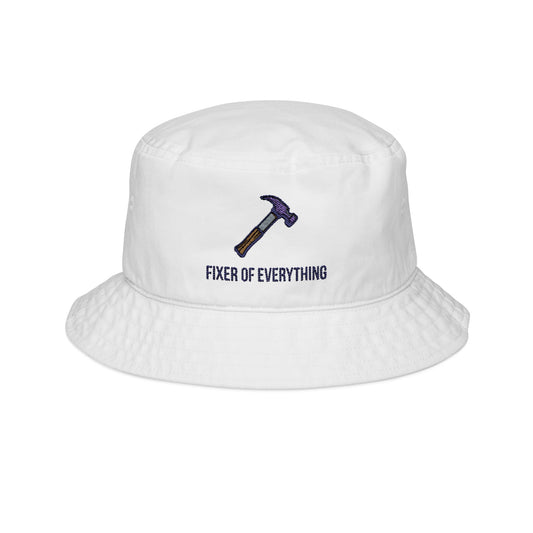 Embroidered Bucket Hat - Fixer of Everything, Gift for DIY Lovers, Summer Accessory, Festival Hat, Unique Style