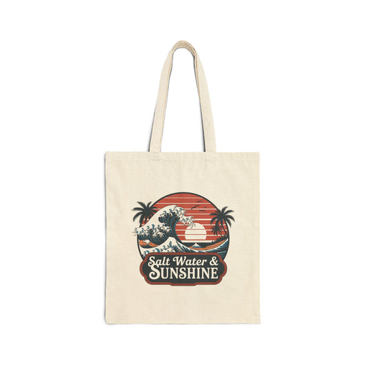 Salt Water & Sunshine Canvas Tote Bag, Beach Bag, Eco-Friendly Shopping Tote, Summer Essential, Gift for Beach Lovers, Travel Companion